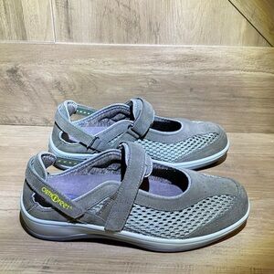 Orthofeet Sanibel Mary Janes Womens SZ 8 Gray Suede Orthotic Comfort Shoe No Tie